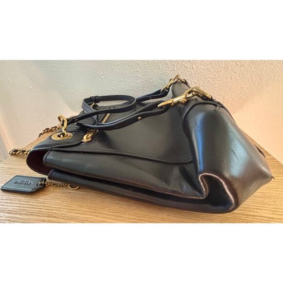 Coach Quilted Convertible 16 Black Leather Parker Backpack Gold Hardware - Picture 8 of 10